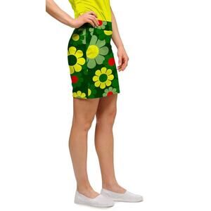 Loudmouth Ladies Womens 6 Green Yellow Daisy Colorful Golf Athletic Skort Skirt